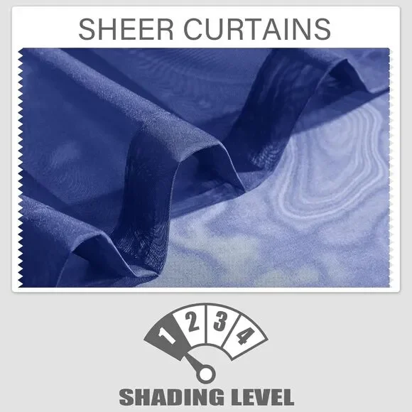 Loyolady Royal Blue Sheer Curtain Drape 100" x 102"L New - Picture 6 of 6